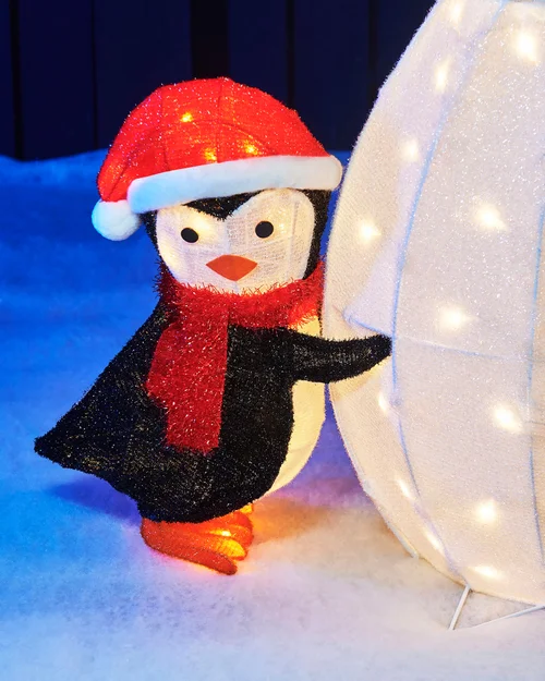 WeRChristmas White Pre-Lit 3D Snowman And Penguin Silhouette 100 Cm - No Size Image 5