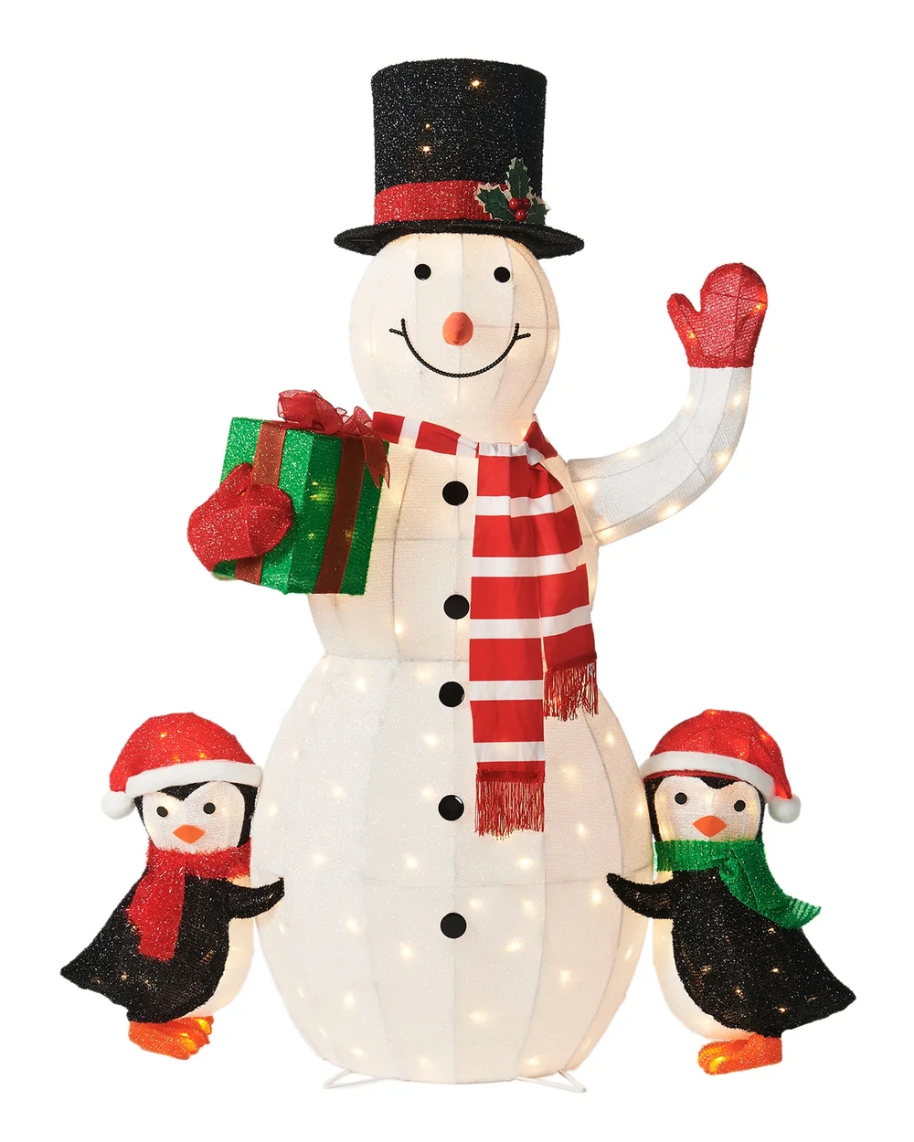 WeRChristmas White Pre-Lit 3D Snowman And Penguin Silhouette 100 Cm - No Size Image 1