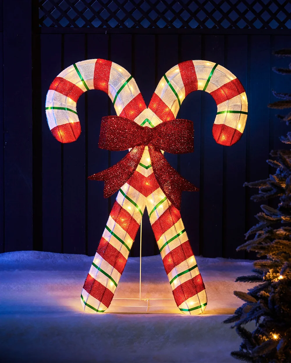 WeRChristmas White Pre-Lit 3D Candy Cane Silhouette 100 Cm - No Size Image 2