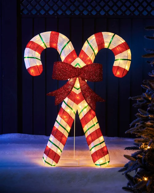 WeRChristmas White Pre-Lit 3D Candy Cane Silhouette 100 Cm - No Size Image 2
