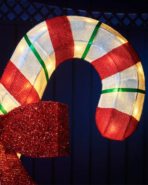 WeRChristmas White Pre-Lit 3D Candy Cane Silhouette 100 Cm - No Size Image 3