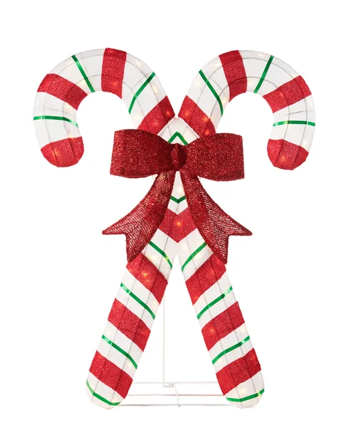 WeRChristmas White Pre-Lit 3D Candy Cane Silhouette 100 Cm - No Size Image 1