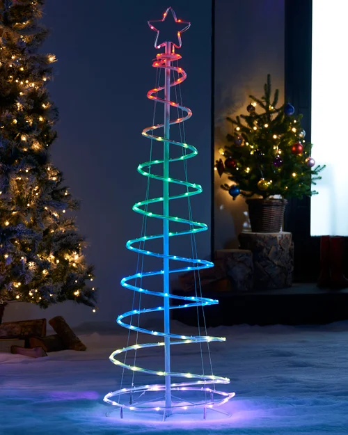 WeRChristmas White Spiral Rope Light Christmas Tree Silhouette 5 Ft - No Size Image 2