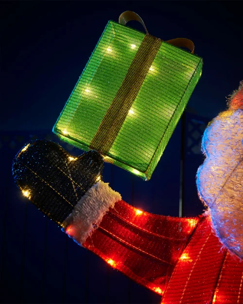 WeRChristmas White 3D Tinsel Santa With Gift Box Silhouette 121 X 95 Cm - No Size Image 4