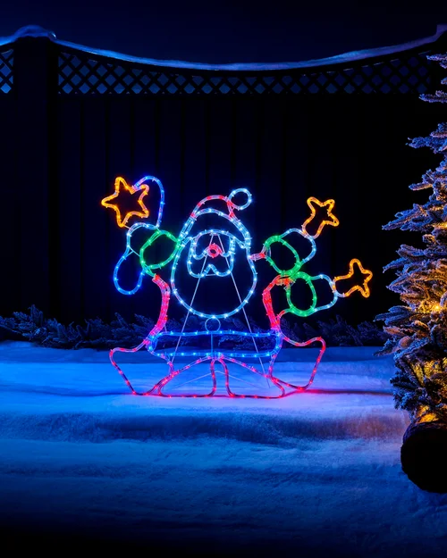 WeRChristmas White Animated Santa Rope Light Silhouette 90 Cm - No Size Image 3