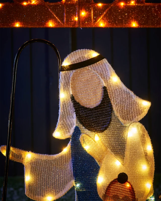 WeRChristmas White 2D Tinsel Nativity Scene Silhouette 160 X 156 Cm