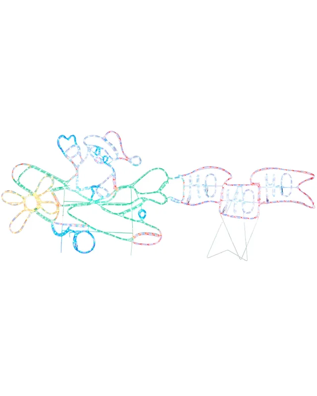 WeRChristmas Multi-Colour Animated Flying Santa Christmas Light Silhouette 456 Multi-Colour Leds 190 Cm
