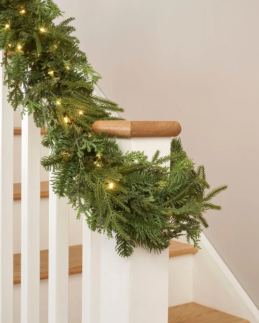 WeRChristmas White Pre-Lit Natural Fir Christmas Garland With 100 Warm White Leds And Memory Controller 12 Ft - No Size Image 3