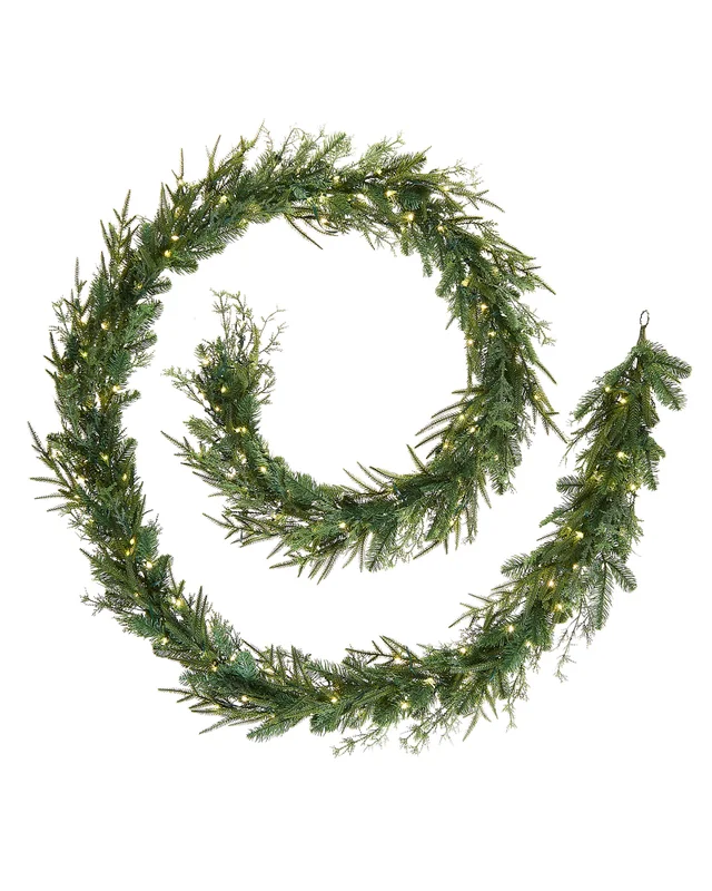 WeRChristmas White Pre-Lit Natural Fir Christmas Garland With 100 Warm White Leds And Memory Controller 12 Ft