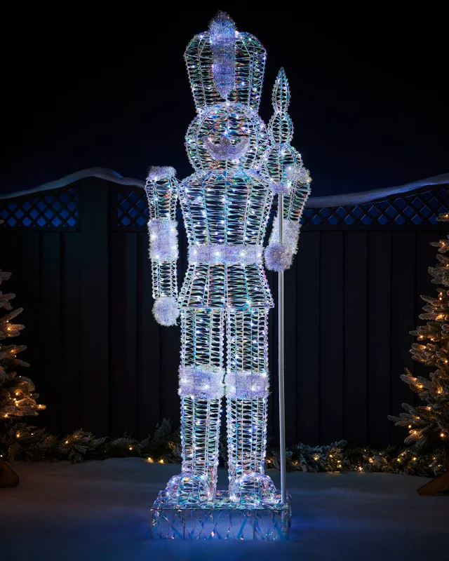 WeRChristmas Multi-Colour Pre-Lit Iridescent Nutcracker 400 White Leds 5 M Lead Entrance And Garden Display 6.5 Ft