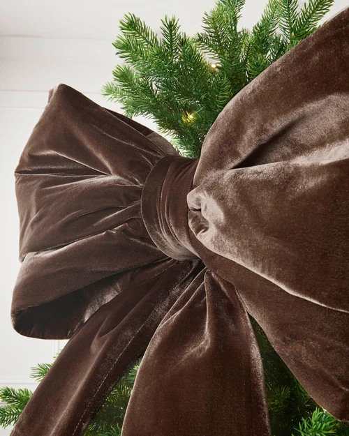 WeRChristmas Espresso Large Velvet Christmas Bow 140 Cm - No Size Image 3
