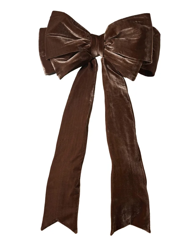 WeRChristmas Espresso Large Velvet Christmas Bow 140 Cm