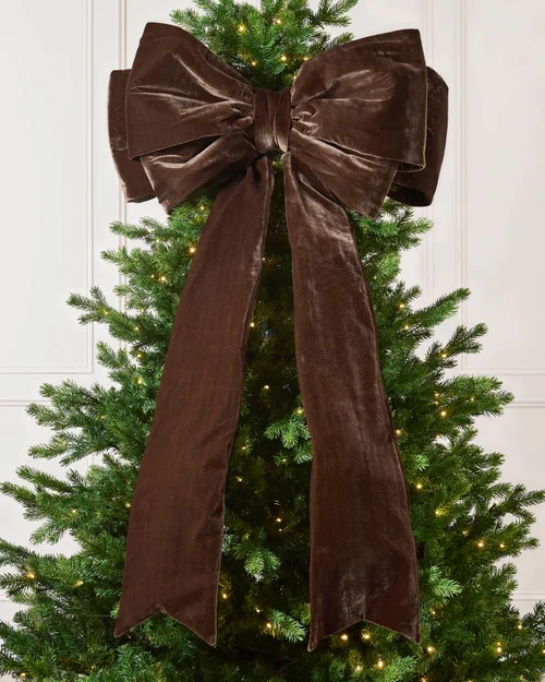 WeRChristmas Espresso Large Velvet Christmas Bow 140 Cm - No Size Image 2