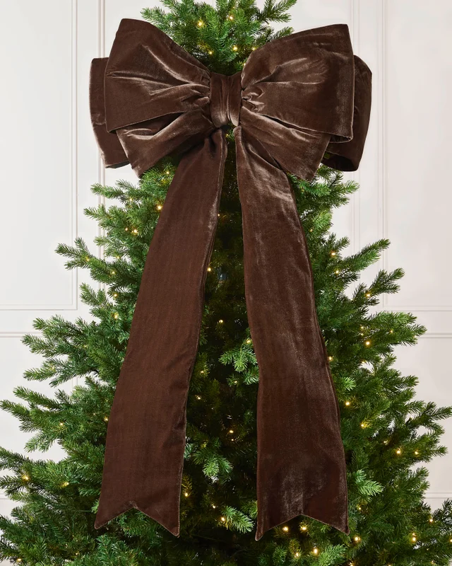 WeRChristmas Espresso Large Velvet Christmas Bow 140 Cm