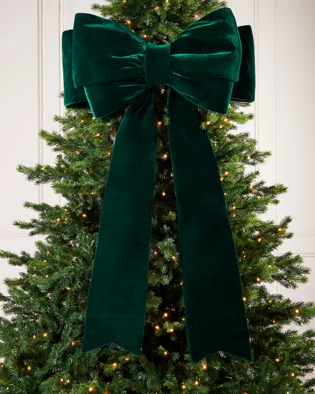 WeRChristmas Sage Green Large Velvet Christmas Bow 140 Cm