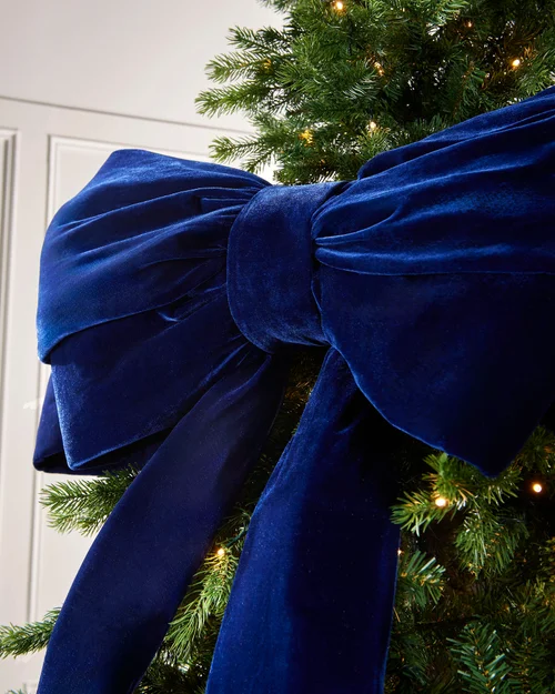 WeRChristmas Navy Large Velvet Christmas Bow 140 Cm - No Size Image 3