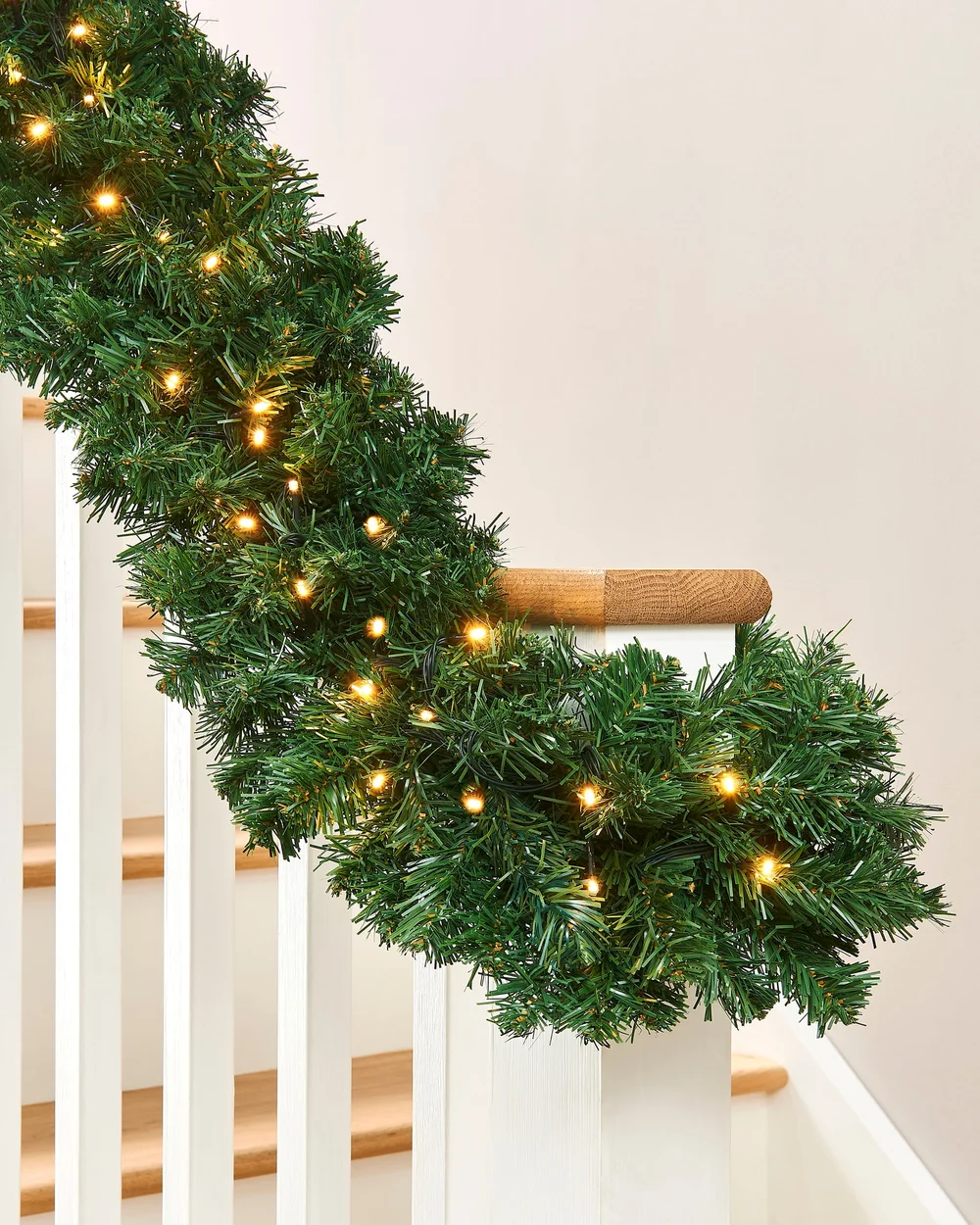 WeRChristmas White Pre-Lit Extra-Thick Pine Artificial Christmas Garland 80 Warm White Leds 9 Ft - No Size Image 4