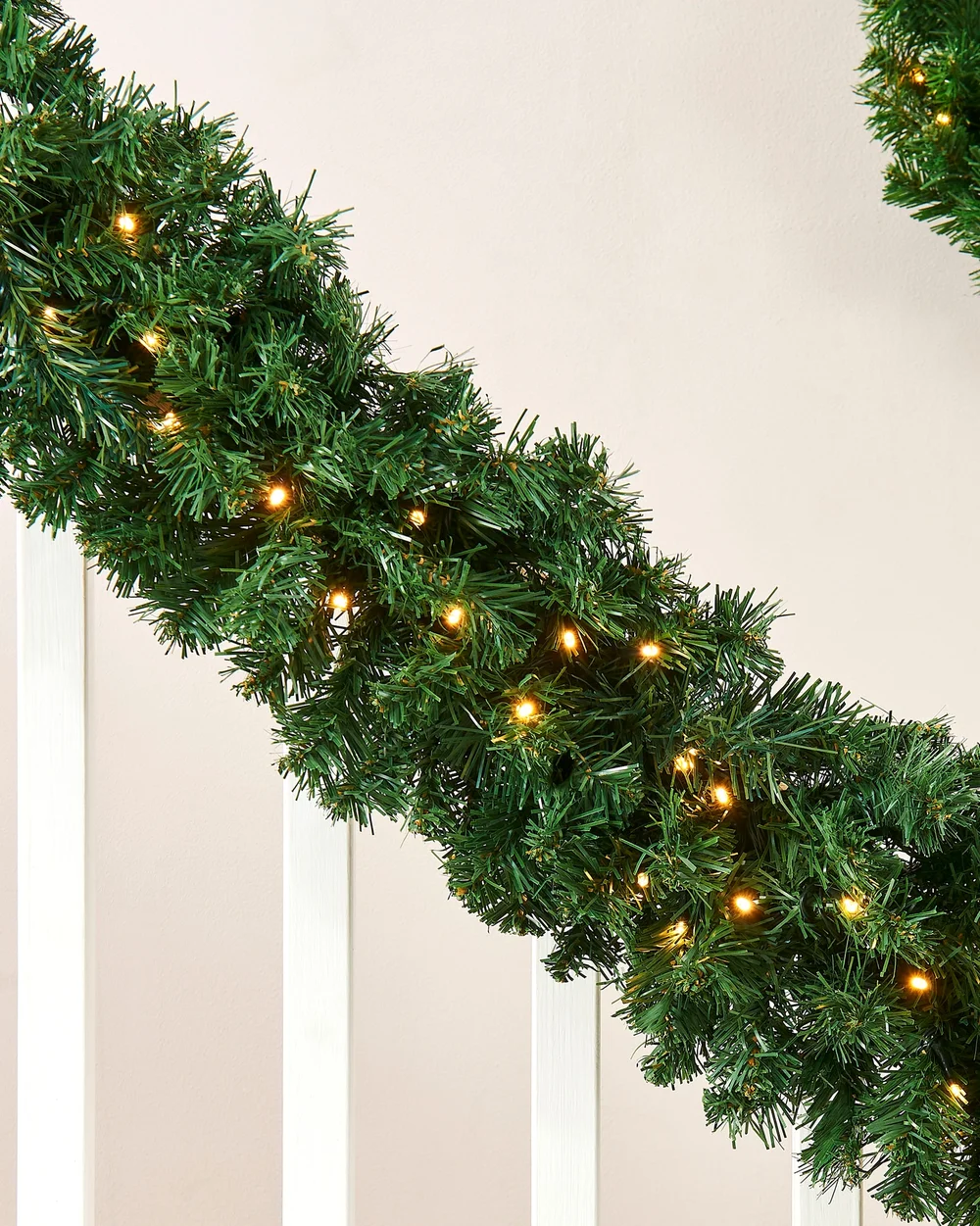 WeRChristmas White Pre-Lit Extra-Thick Pine Artificial Christmas Garland 80 Warm White Leds 9 Ft - No Size Image 2