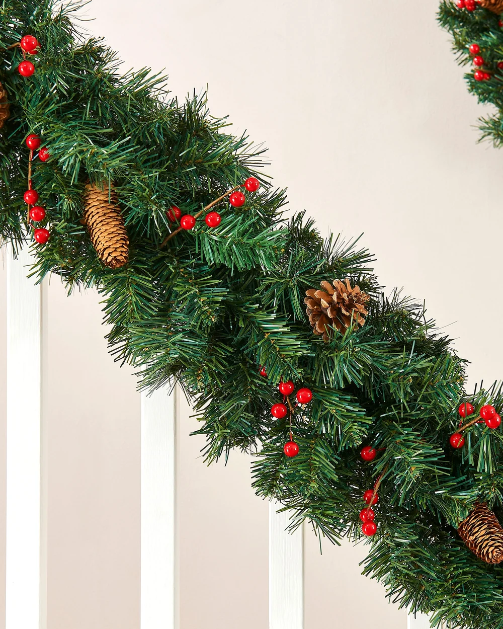 WeRChristmas Green Extra-Thick Mixed Pine Artificial Christmas Garland With Pinecones And Berries 9 Ft - No Size Image 2
