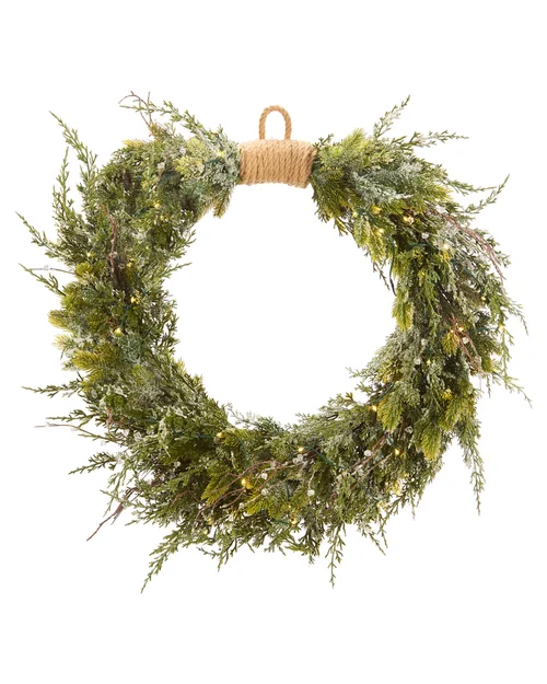 WeRChristmas Pre-Lit Decorative Snow-Flocked Wreath 76 Cm - No Size Image 1