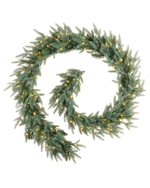 WeRChristmas Blue Pre-Lit Mixed Pine Artificial Christmas Garland 100 Warm White And Ice White Leds 9 Ft