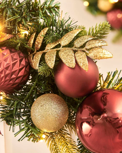 WeRChristmas Multi-Colour Pre-Lit Artificial Christmas Garland With Burgundy And Gold Baubles 100 Warm White Leds 9 Ft - No Size Image 4