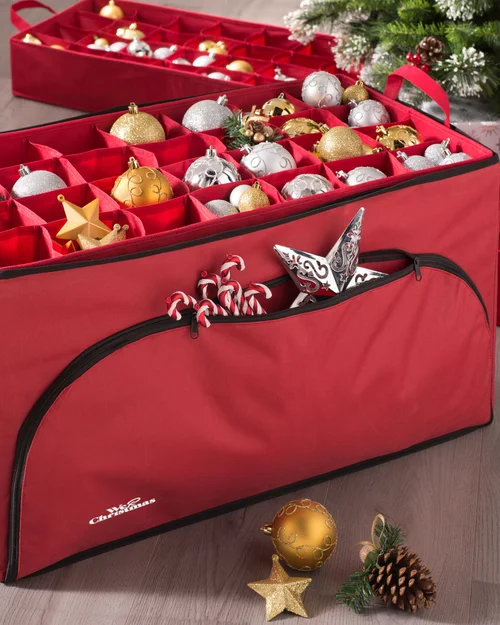 WeRChristmas Red 72-Piece Christmas Bauble & Decoration Storage Box 76 Cm - No Size Image 2