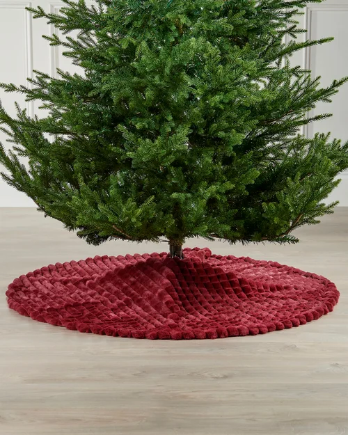 WeRChristmas Burgundy Diamond Faux Fur Christmas Tree Skirt 122 Cm - No Size Image 3