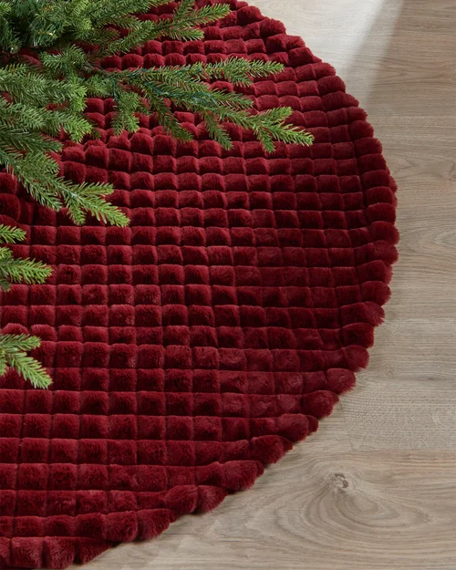 WeRChristmas Burgundy Diamond Faux Fur Christmas Tree Skirt 122 Cm - No Size Image 2
