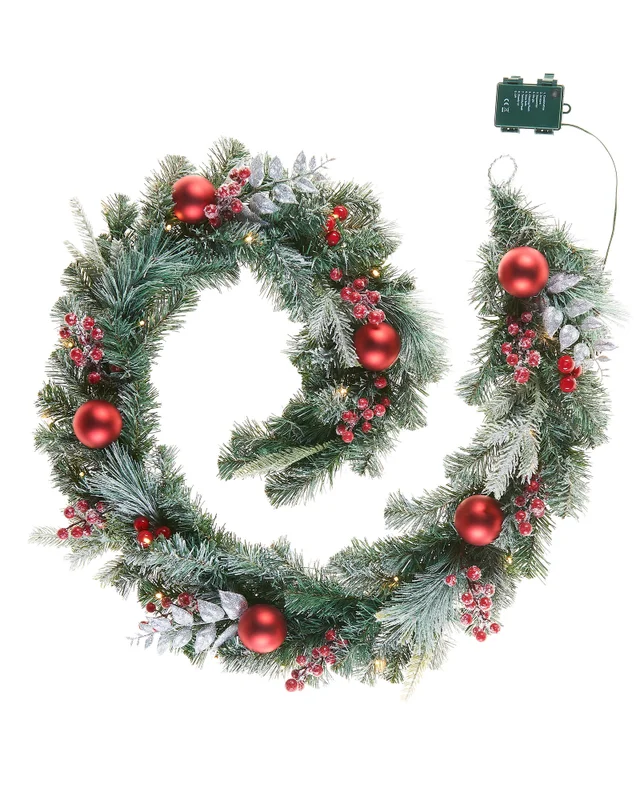WeRChristmas Multi-Colour Pre-Lit Decorated Cream And Gold Christmas Garland 30 Chasing Leds With Timer 6 Ft