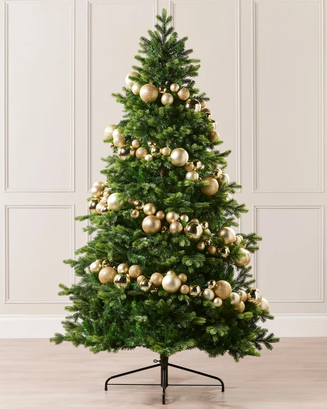 WeRChristmas Gold Christmas Bauble Garland 84 Shatterproof Baubles 9 Ft
