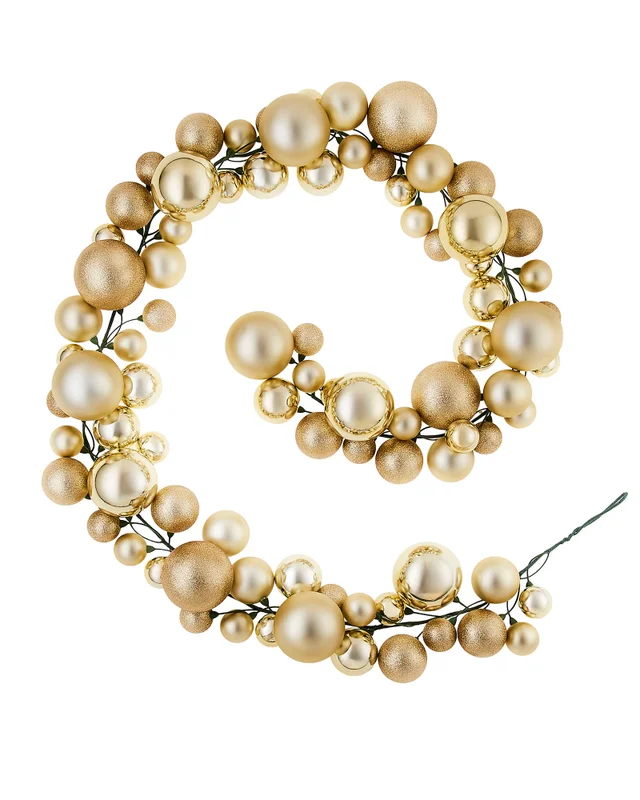 WeRChristmas Gold Christmas Bauble Garland 84 Shatterproof Baubles 9 Ft