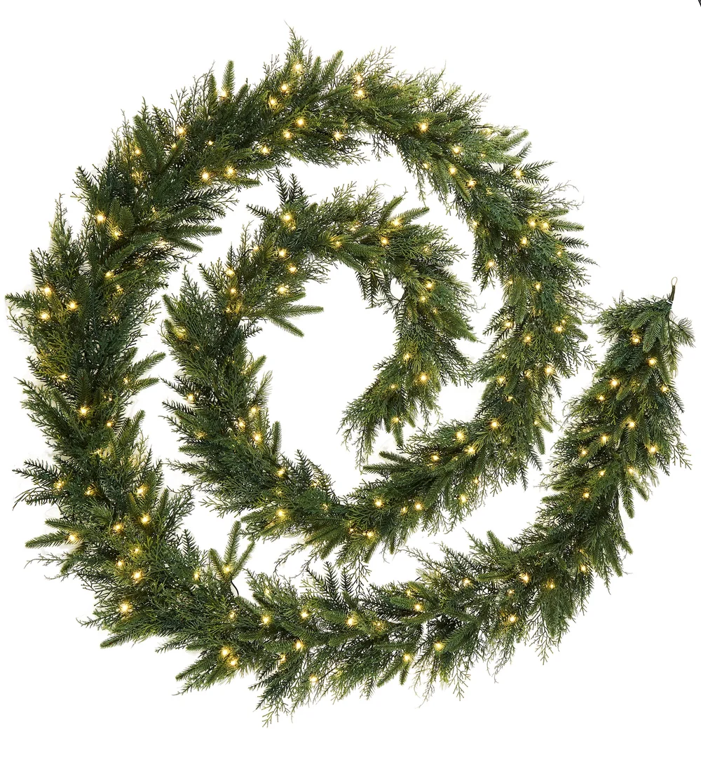 WeRChristmas Natural Pre-Lit Fir Artificial Christmas Garland 200 Warm White Leds 18 Ft - No Size Image 1