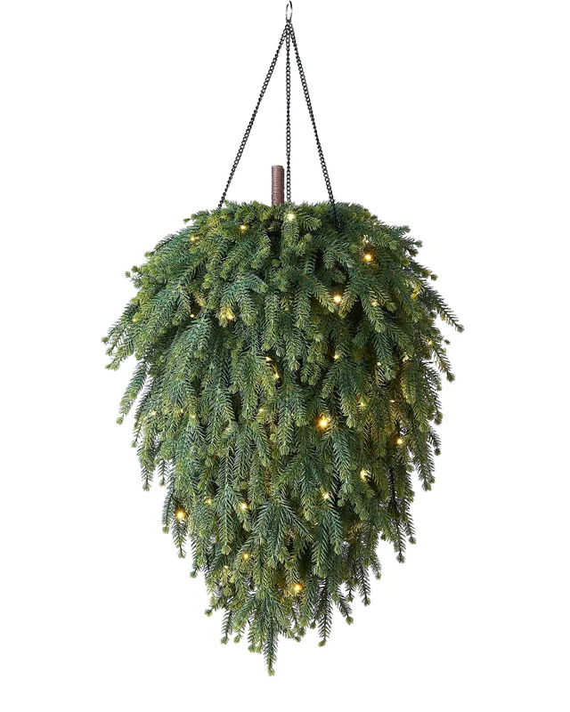WeRChristmas Green Pre-Lit 3D Hanging Teardrop Christmas Swag 100 Warm White Leds 60 Cm