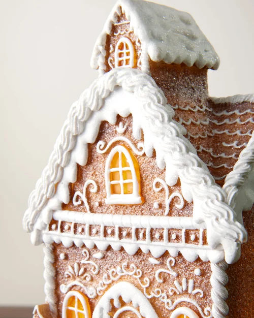 WeRChristmas White Pre-Lit Gingerbread House Ornament Warm White Leds Battery Operated 22.5 Cm - No Size Image 5