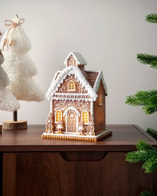 WeRChristmas White Pre-Lit Gingerbread House Ornament Warm White Leds Battery Operated 22.5 Cm - No Size Image 6