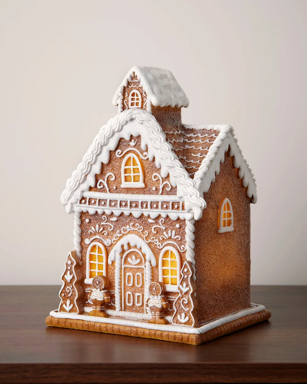 WeRChristmas White Pre-Lit Gingerbread House Ornament Warm White Leds Battery Operated 22.5 Cm - No Size Image 2