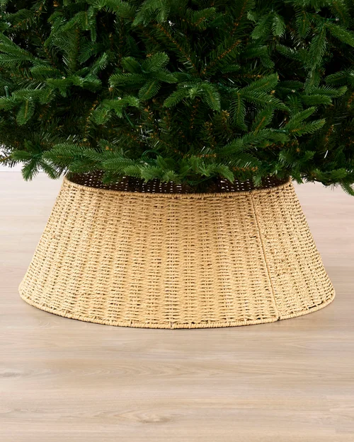 WeRChristmas Cream Neutral Knitted Paper Rattan Christmas Tree Collar 65 Cm - No Size Image 1