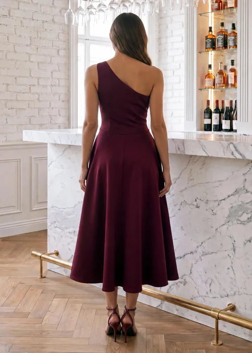 AX Paris Plum One Shoulder A-Line Midi Dress - 10 Image 4