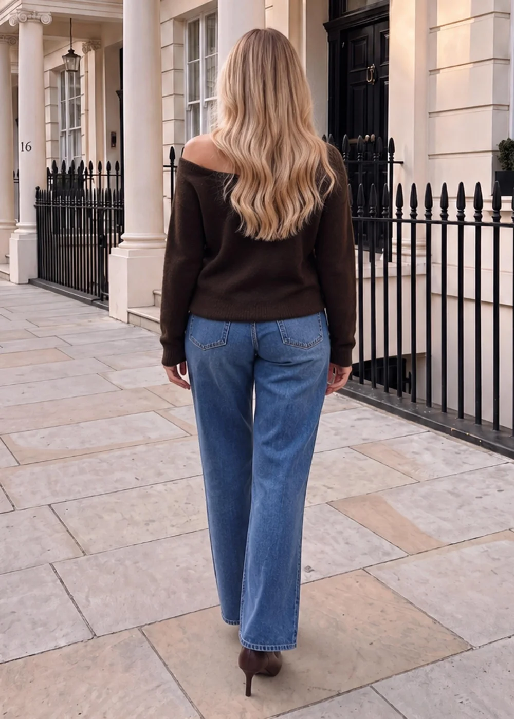 AX Paris Chocolate Asymmetric Neckline Hardware Detail Knit Jumper - S/M Image 4