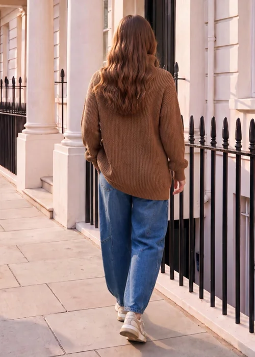 AX Paris Camel 1/4 Zip Knit Jumper - M/L Image 4