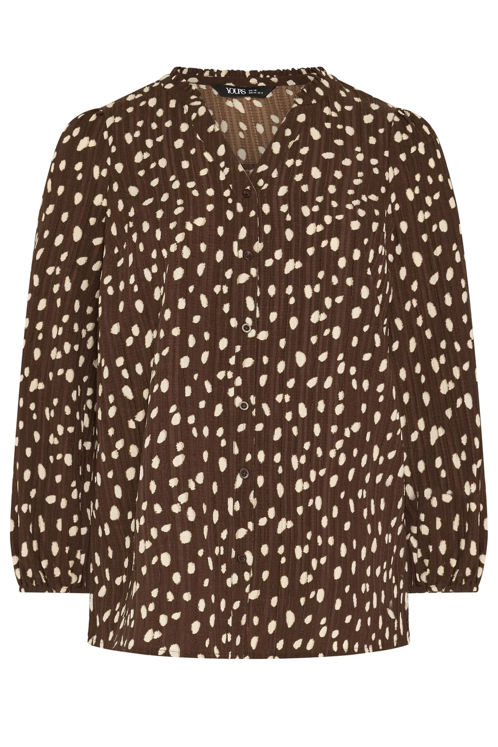 Yours Curve Brown Spot Notch Neck Blouse - 14 Image 5