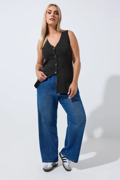Yours Limited Curve Black Flare Hem Waistcoat - 10-12 Image 2