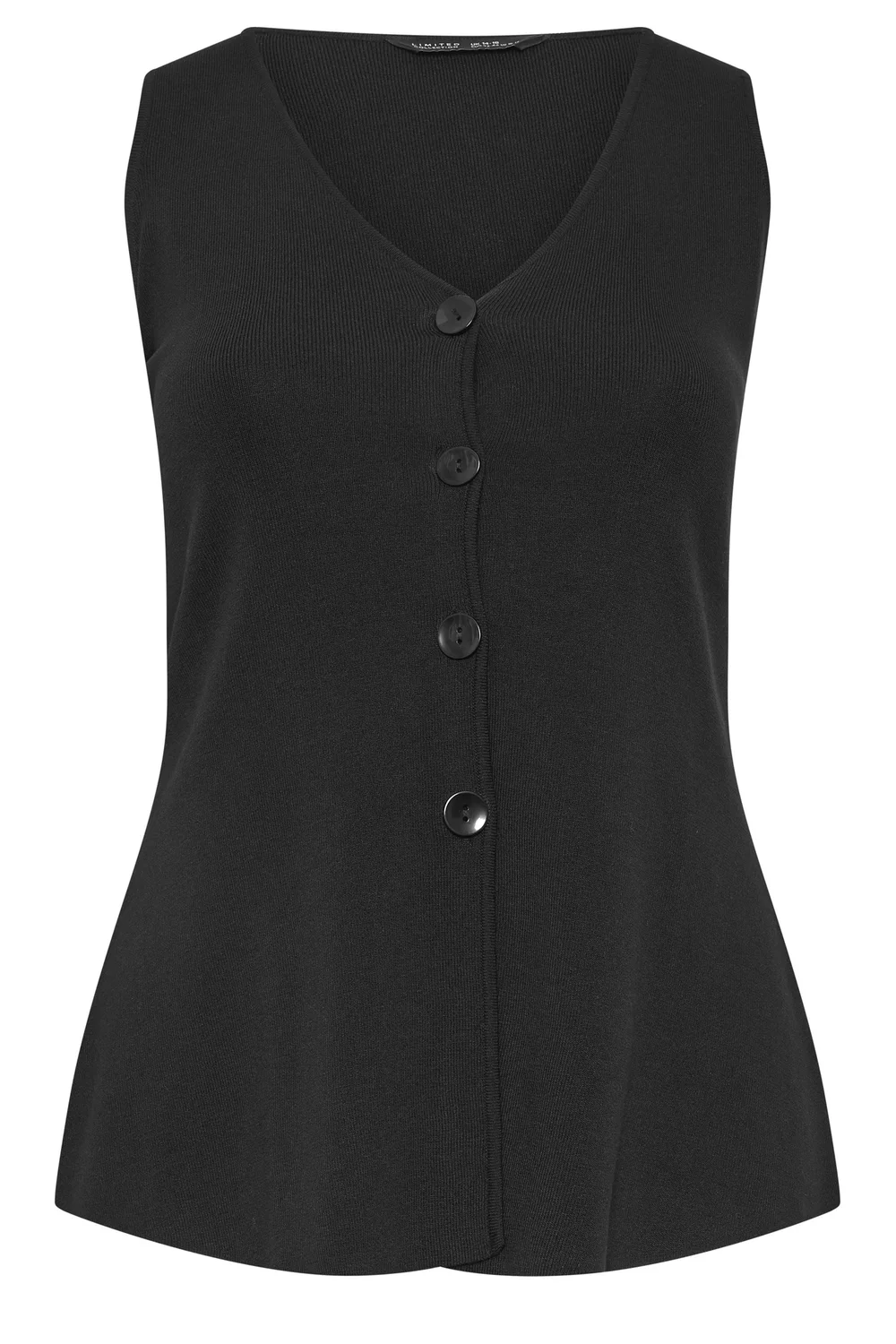 Yours Limited Curve Black Flare Hem Waistcoat - 10-12 Image 5