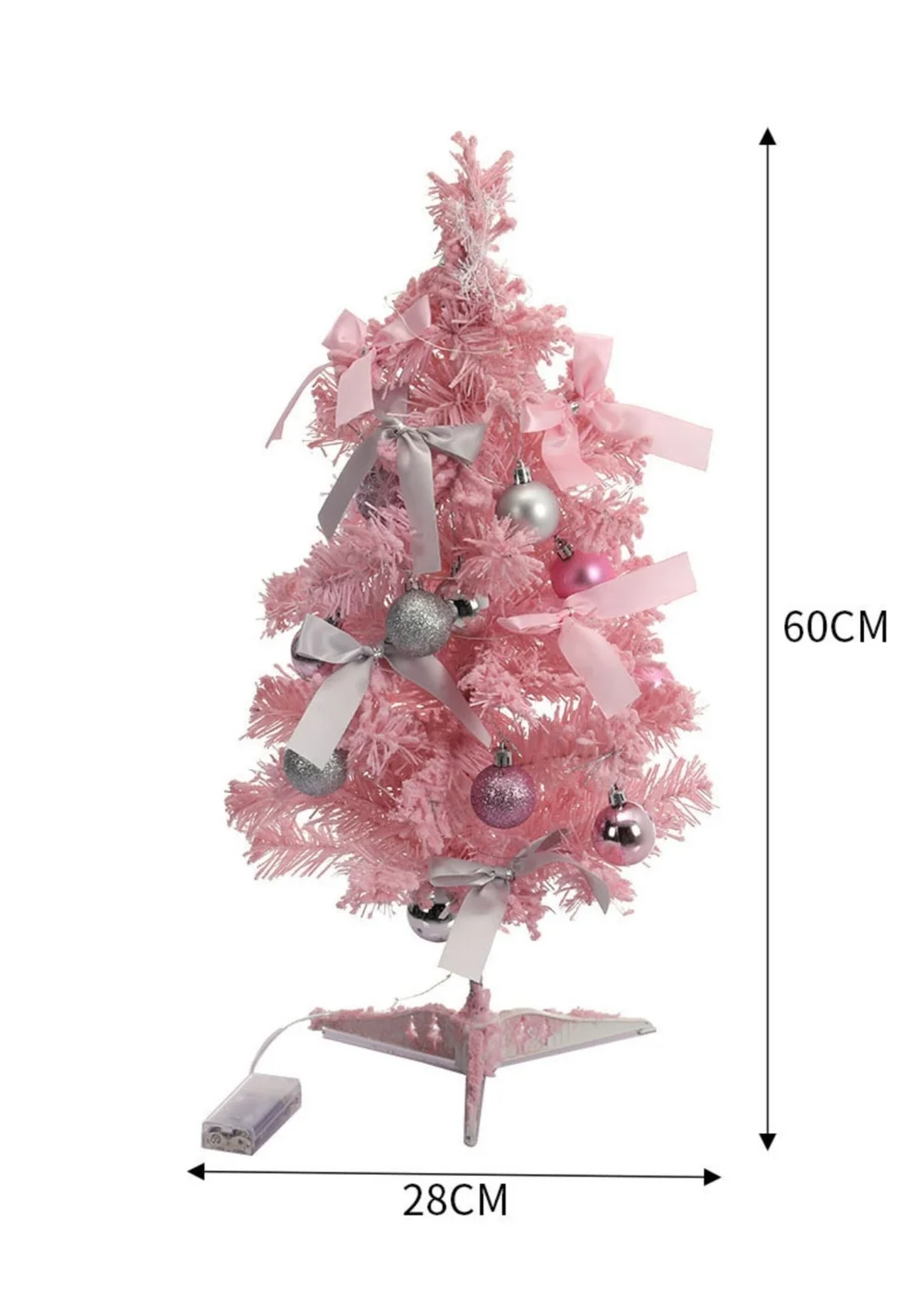 Lifeideas Pink Flocked Christmas Tree Set 60cm - One Size Image 2