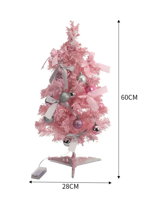 Lifeideas Pink Flocked Christmas Tree Set 60cm - One Size Image 2