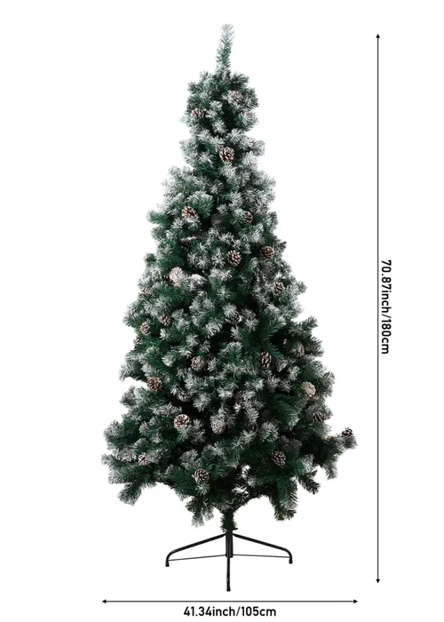 Lifeideas Green Snow Flocked Artificial Christmas Tree 180cm - One Size Image 2