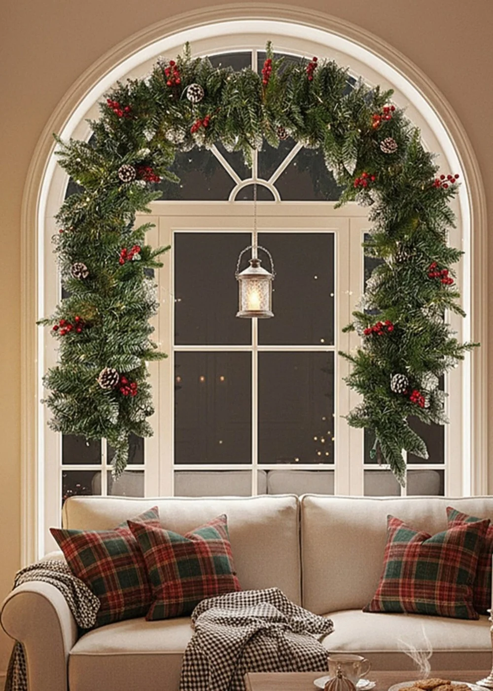 Lifeideas Green Snow‑Flocked Christmas Garland with 8‑Function Timer Lights 2.7m - One Size Image 1
