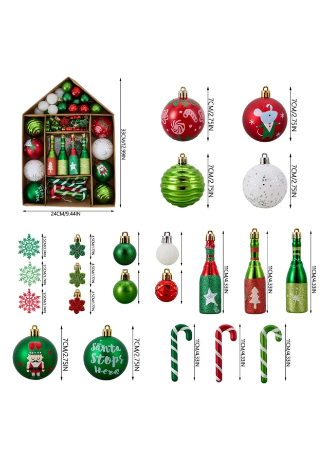 Lifeideas Green 70Pcs Christmas Tree Ornament Set