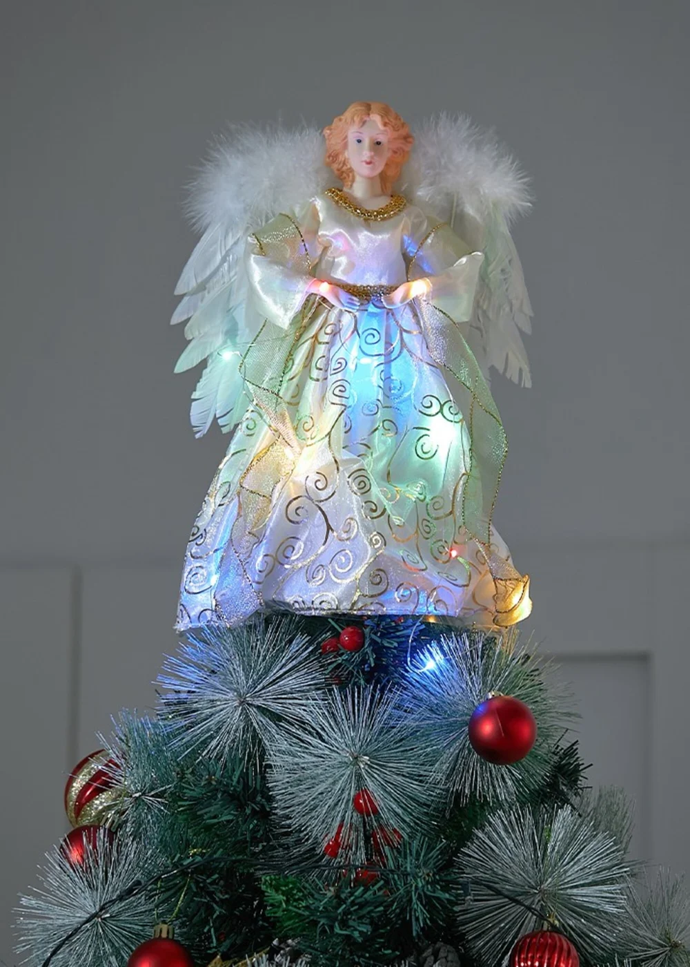 Lifeideas Angel Christmas Tree Topper with LED Lights Home Decor - One Size Image 1